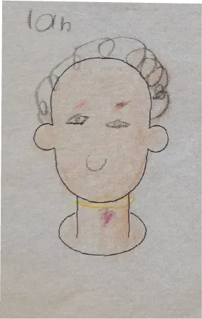 Retrato dibujado a lápiz de un niño de cabello rizado